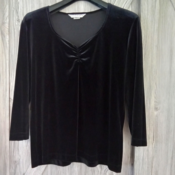 Bianca Nygard Black Stretch Velvet Top M/L - Picture 1 of 5
